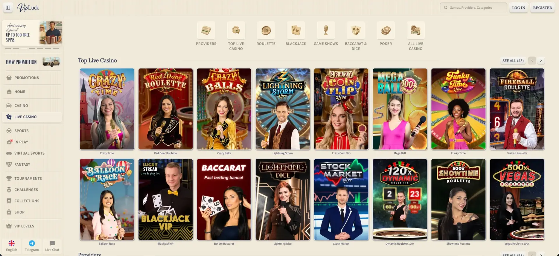 Live casino at VipLuck casino