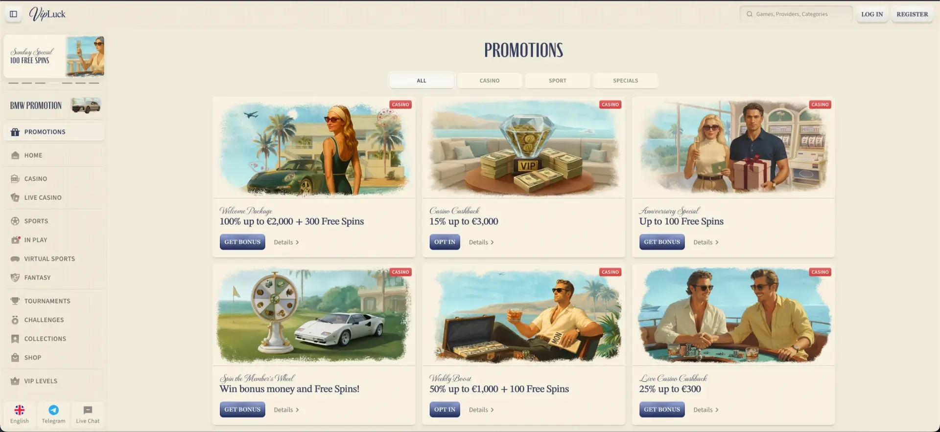 Vipluck casino bonuses and promotions at VipLuck casino